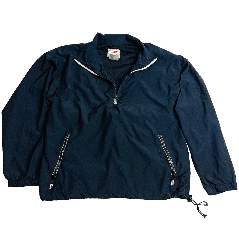 Vintage 90s New Balance 1/4 Zip Windbreaker Jacket Men's Navy Blue Pullover XL